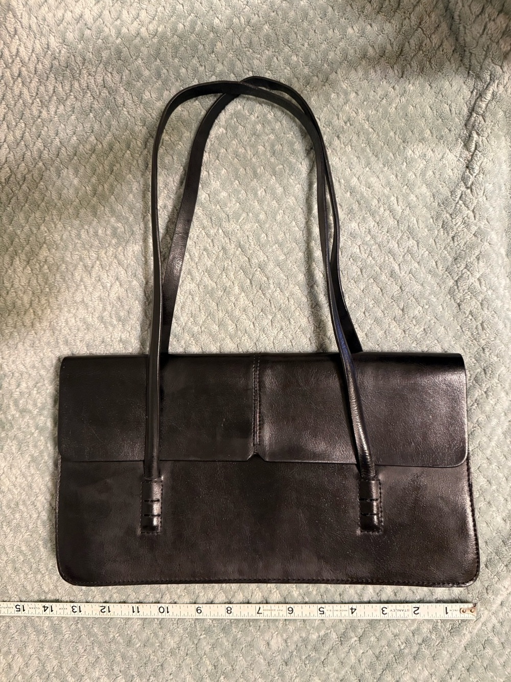 Alfani Black Leather Double-Strap Shoulder Bag